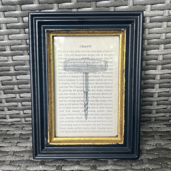 Two's Company 8"x6" Picture Photo Frame Wine Cooking Wall Hanging Black Gold - Picture 1 of 2